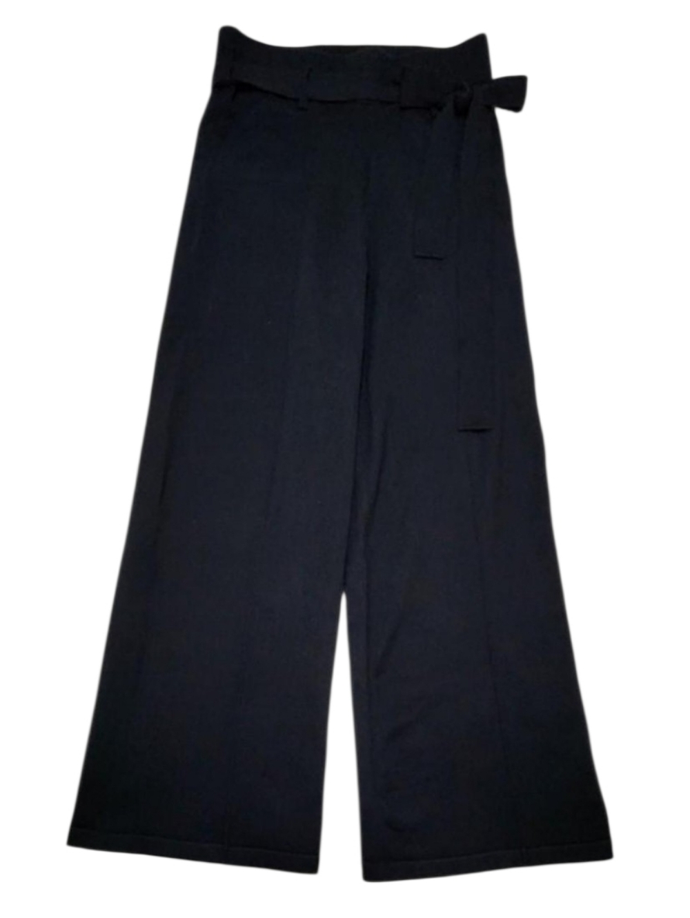PAPER LABEL NWT Sue Belted Black Wide-Leg Trouser Pants Womens medium